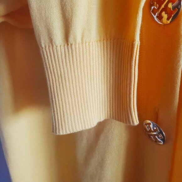 Tory Burch Yellow Simone Cotton Button up Cardigan Size M - Picture 4 of 8
